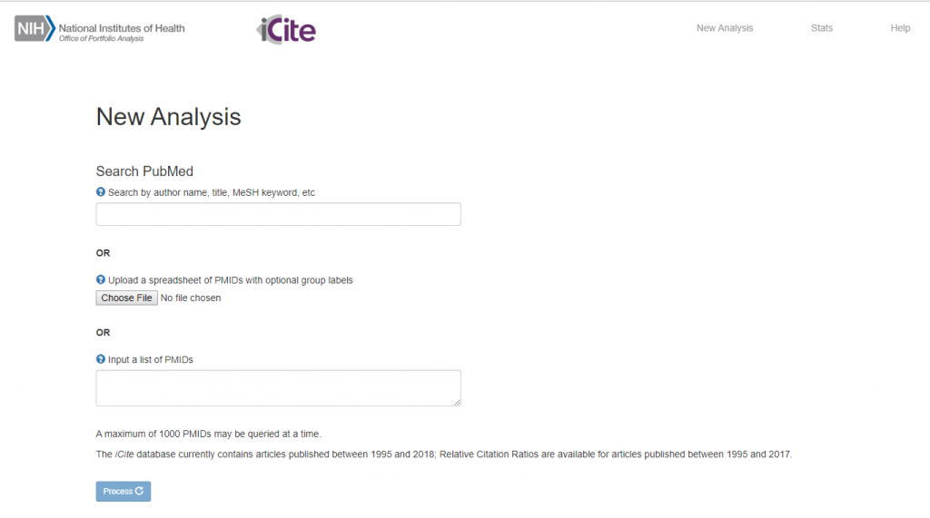 Figure 1 shows a screen shot of the iCite website