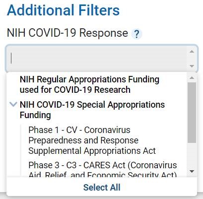 Figure 5 is an image of the NIH COVID-19 Response search field.