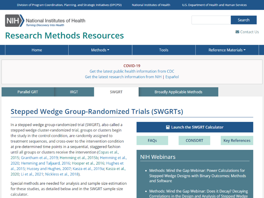Figure 1 is a screenshot of the SWGRT Methods page.