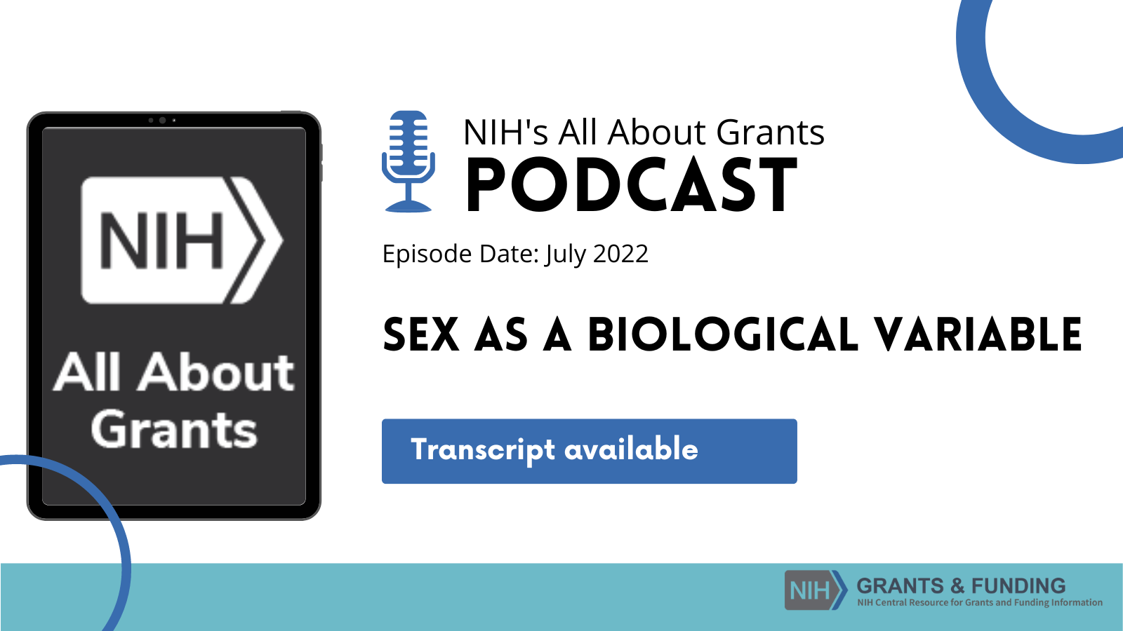 NIH All About Grants Podcast – Sex As A Biological Variable – NIH ...